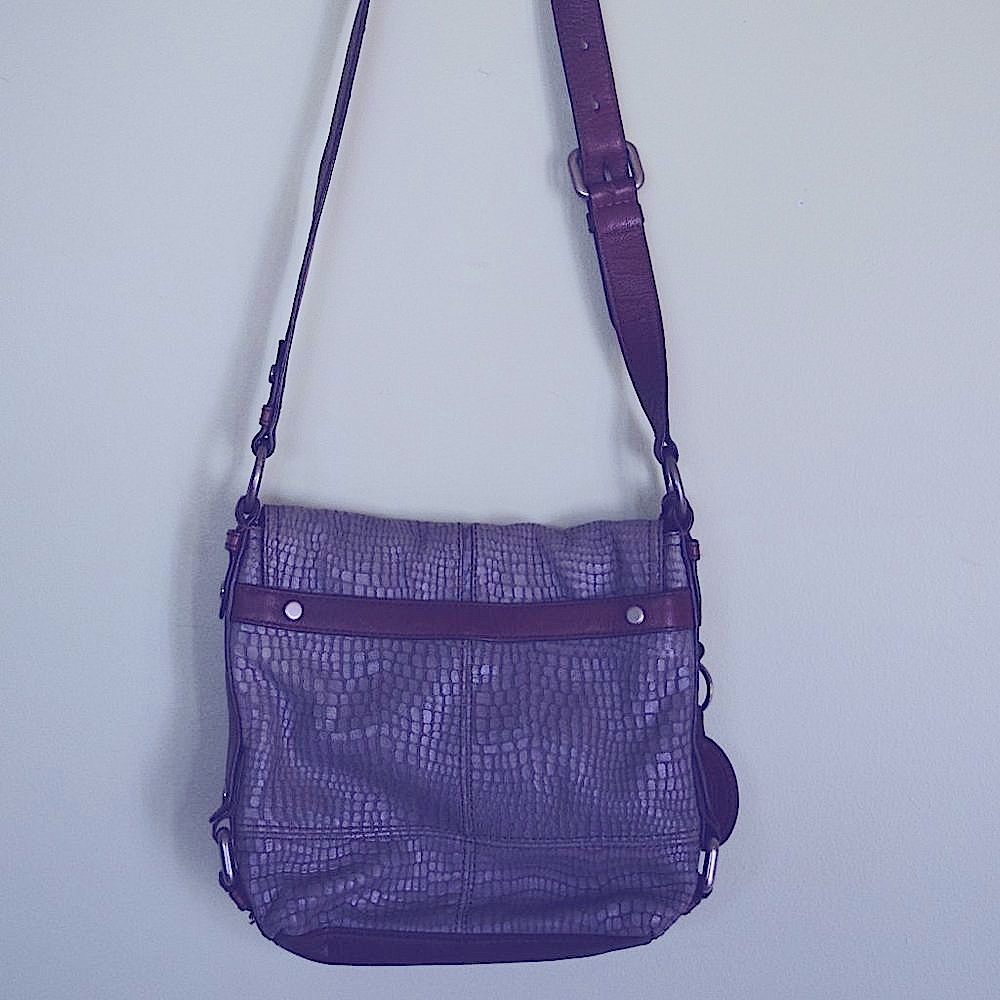 fosil crosbody bag gray began leather